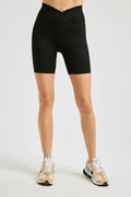 Short de motard côtelé taille en V