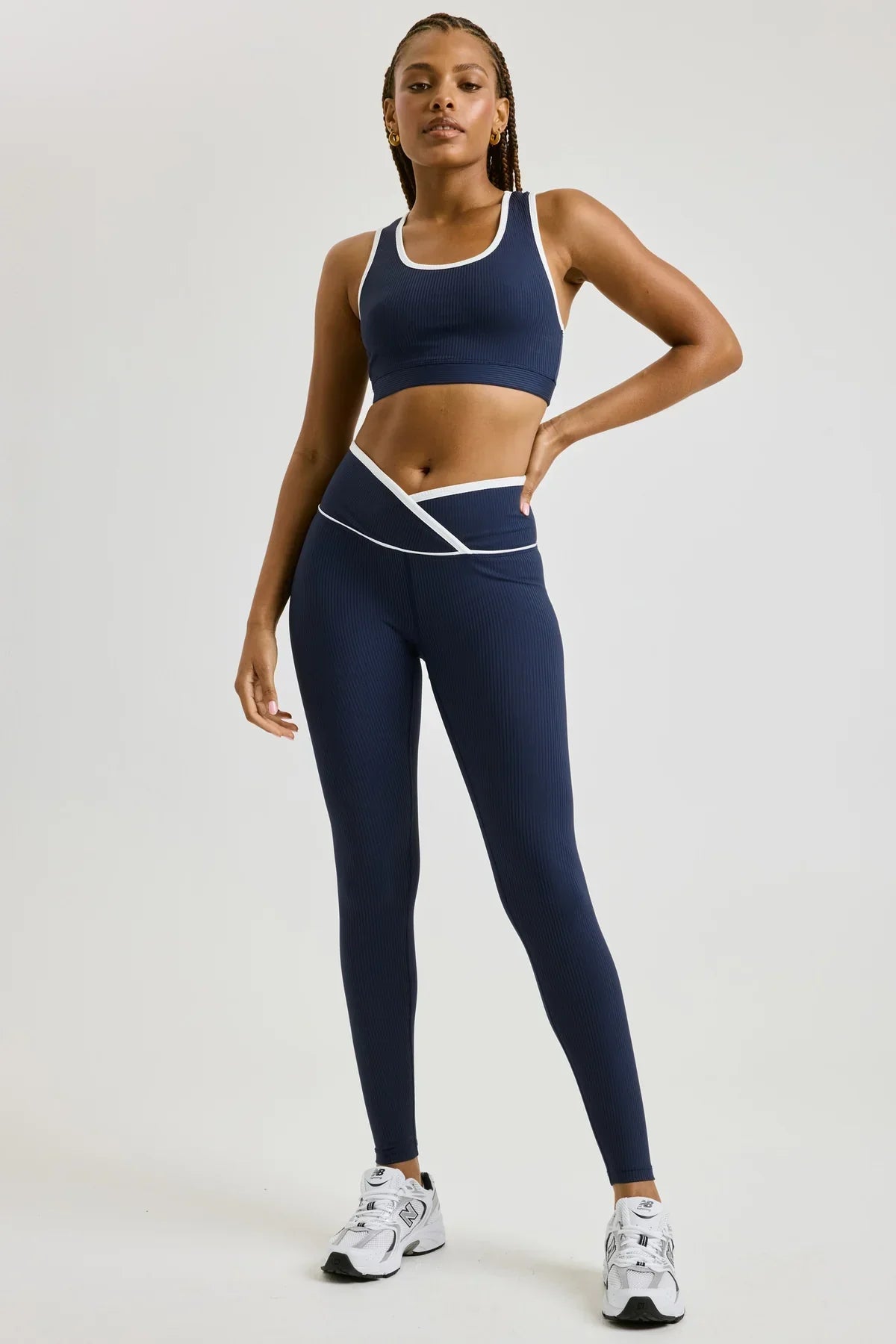 Legging côtelé bicolore