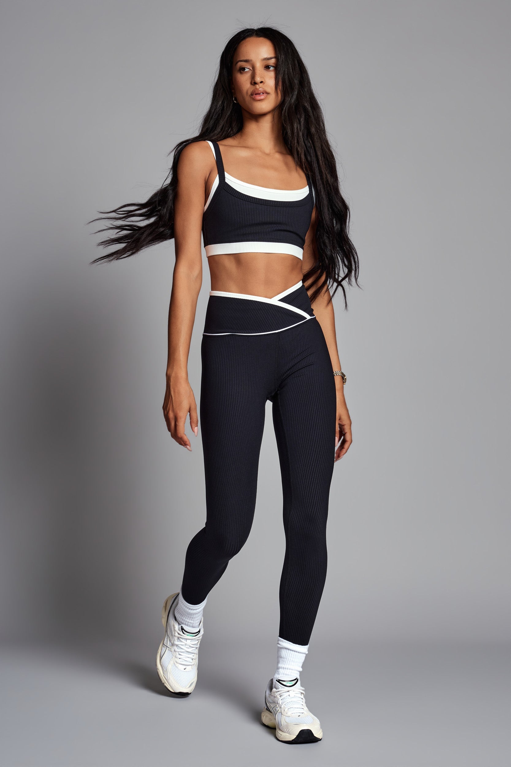 Legging côtelé bicolore